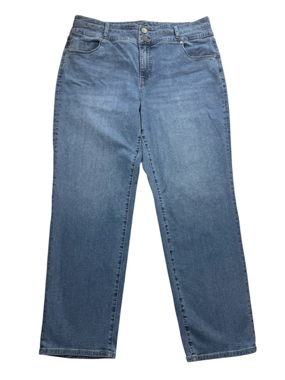 Liverpool Kennedy High Rise Straight Jeans 18W Plus Stretch Light Wash Mom Jeans